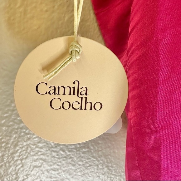 NWT Camila Coelho Polly Satin Button Front Camisole Top Very Berry Bright Pink - Picture 5 of 9